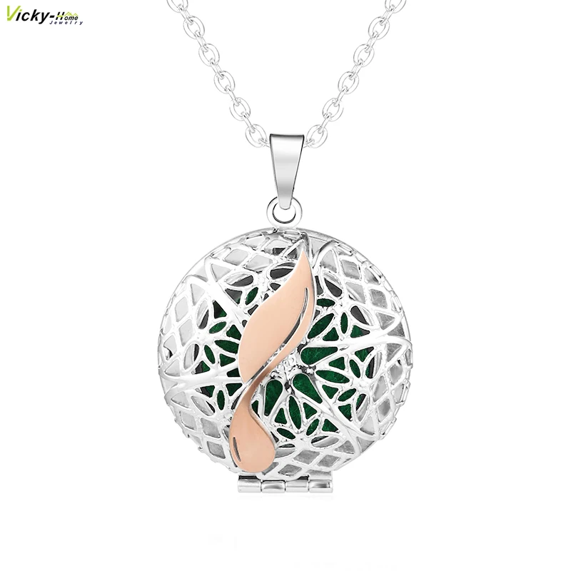 YL Essential Oil Diffuser Locket Necklace 316L Stainless Steel Aromatherapy Pendant With Free Chains And Pads