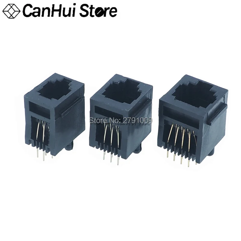 10pcs RJ11 Socket 52-6P6C 4P4C 8P8C Seat RJ12 Phone Jack Female Crystal Head Socke 180 degrees Vertical 6P6C Telephone Connector