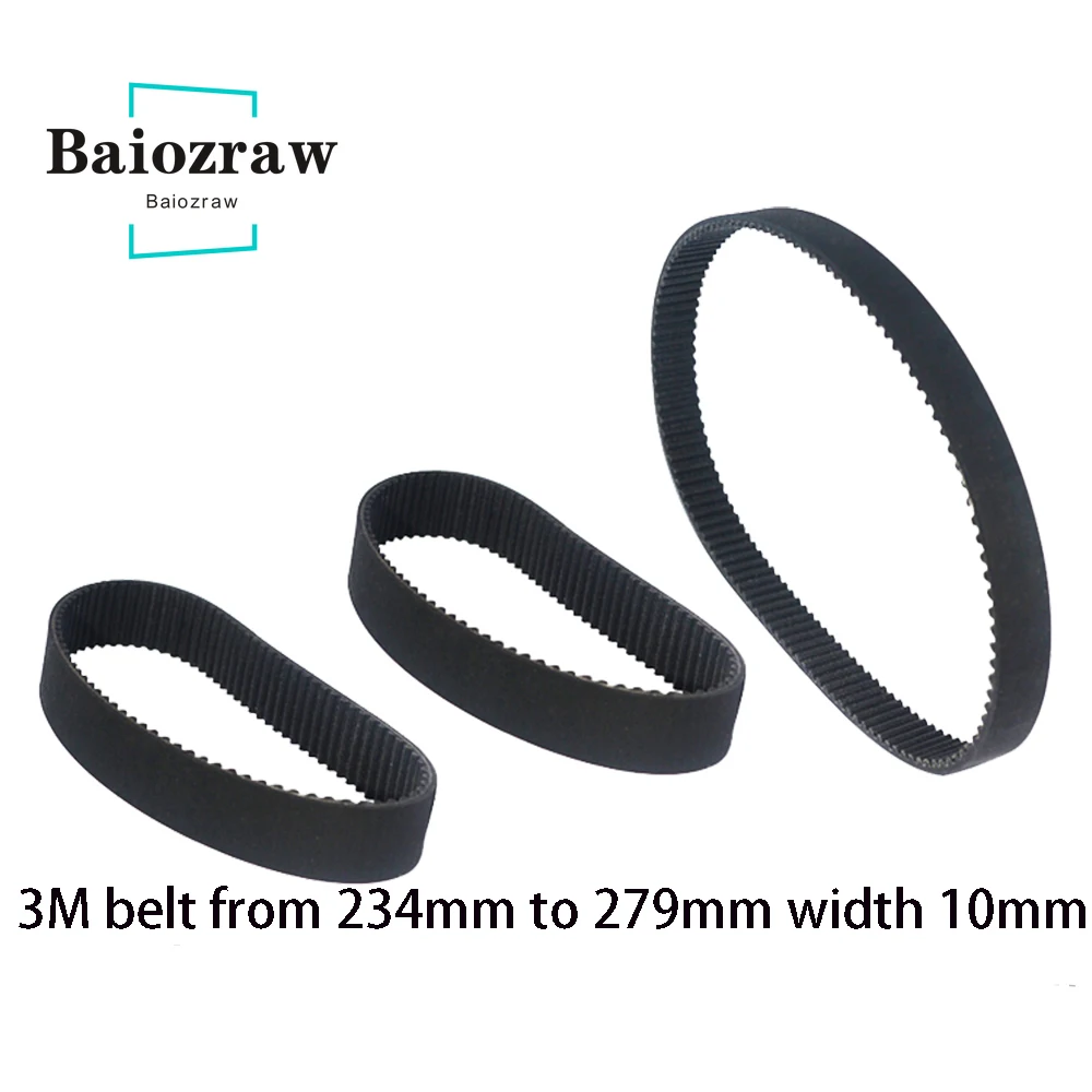 Cinto dentado de borracha para impressora 3d htd, 3m, circuito fechado, correia dentada 234 237 240 243 246 252 255 258 261 264mm, largura 10mm htd 3m