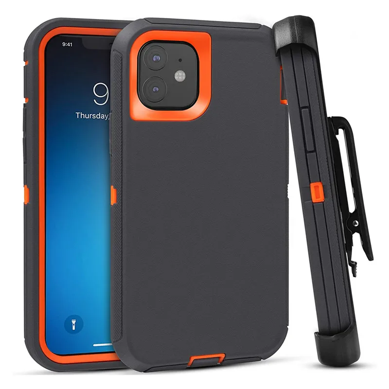 Армированный чехол для iPhone 12, 11 Pro, X, XS Max, XR, 7, 8, 6, 6S Plus, SE, 3 в 1, гибридный Поликарбонат, ТПУ, противоударный защитный чехол с зажимом для ремня