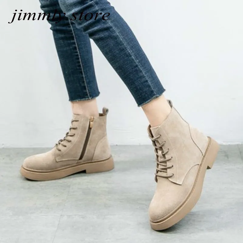 Women Winter Fur Boots Cow Suede Motorcycle Short Boots Solid Desert Boots Female Shoes Women Ankle Boots for Women