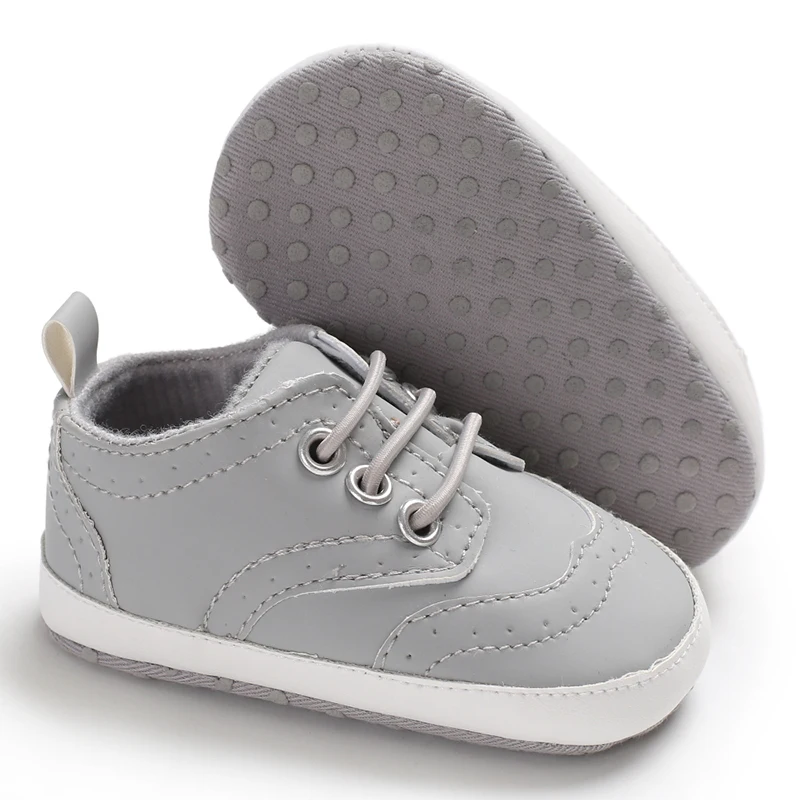 Crib Shoes Boys Baby Girls Lace-Up Casual Sneakers Non-Slip Soft Sole First Walkers Moccasins