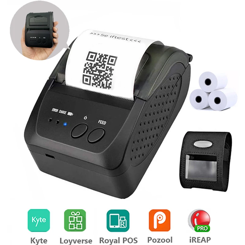 Tragbare Mini 58mm Bluetooth Drucker Tragbare Thermische Empfang Drucker Für Handy Android iOS Windows Tasche Rechnung