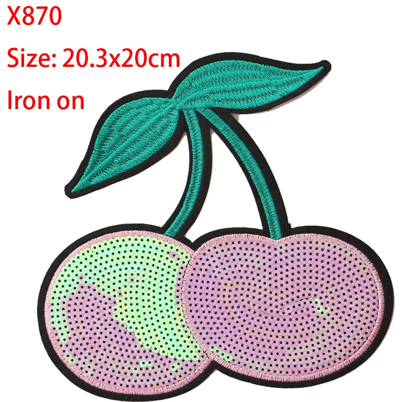 Cute Fruit Cartoon Sequins Icon Iron on Patches for Clothing DIY Stripes Clothes Patchwork Stickers Badges on the Backpack