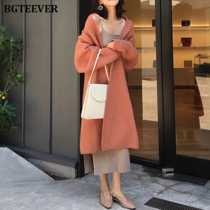 Winter Thick Long Cardigan Knitted Sweater Women Long Sleeve Female Jumper Cardigan Casual Streetwear Open Stitch Sweater