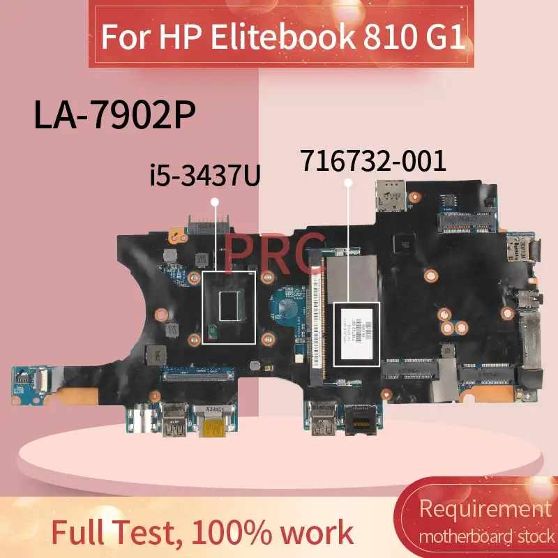 

716732-001 716732-501 For HP Elitebook 810 G1 i5-3437U Laptop Motherboard 12212-1 SR0XE DDR3 Notebook Mainboard