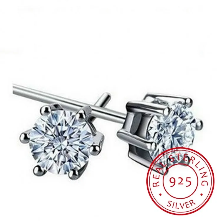 925 silver needle Earrings Classic Six Claw Zirconia Stud Earrings For Women Men oorbellen boucle d'oreille S-E34