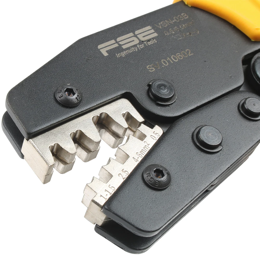 As abas e os receptáculos não isolados que friso ferramentas alicates bondes braçadeira do tipo da elevada precisão VSN-03B 0.5-6mm2 20-10awg