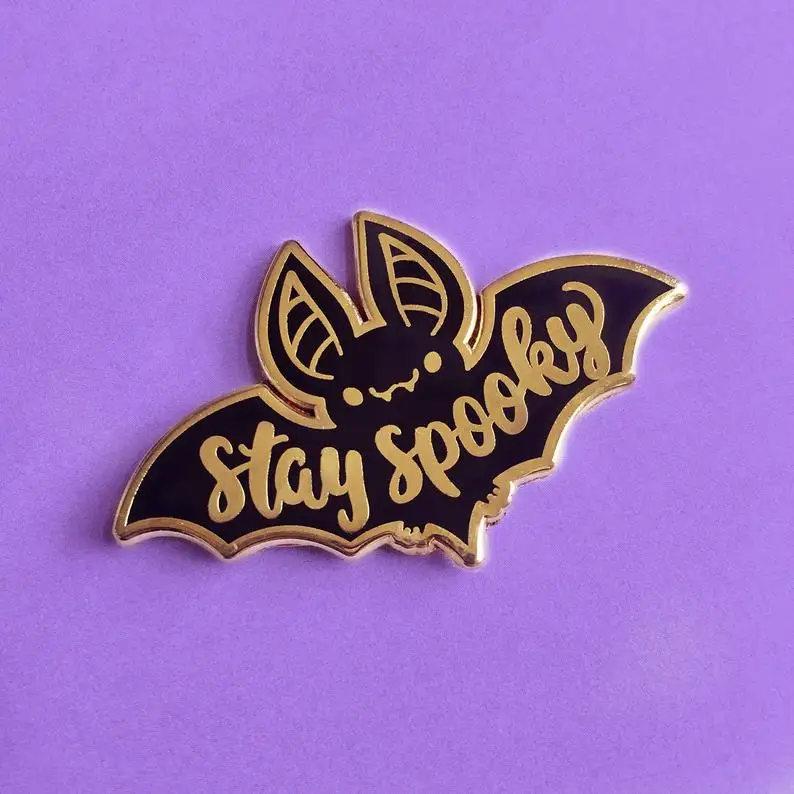 Stay Spooky Bat Creative Pop-Enamel Pin Lapel Badges Brooch Funny Fashion Jewelry