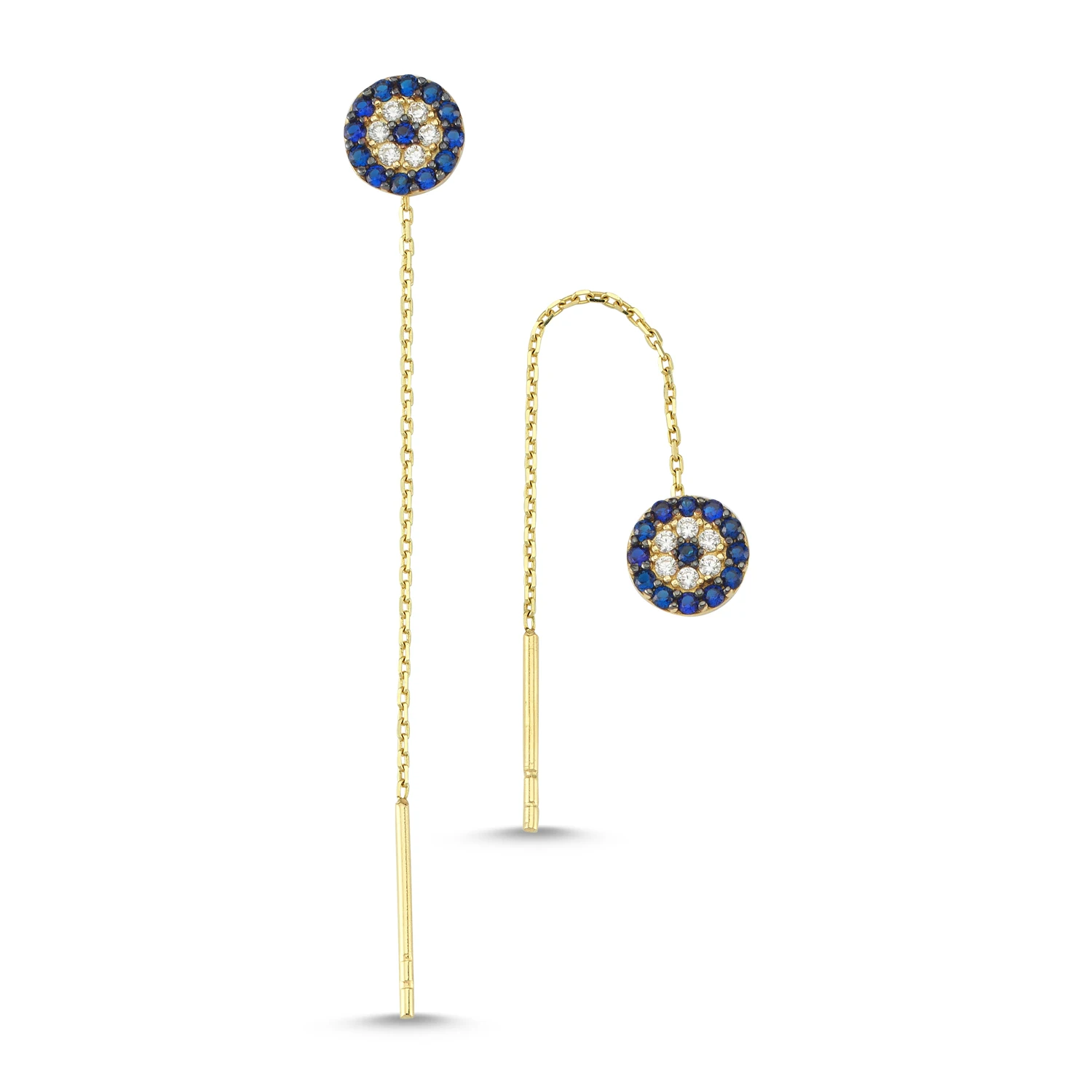 14K Real Gold Evil Eye Eardrops Earrings