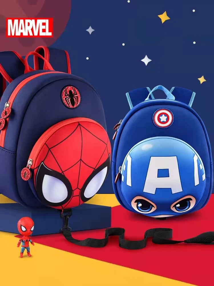 Disney New School Bag For Boy Kindergarten Student Shoulder Orthopedic Backpack Age 3-8 Spider Man Captain America Kids Gift