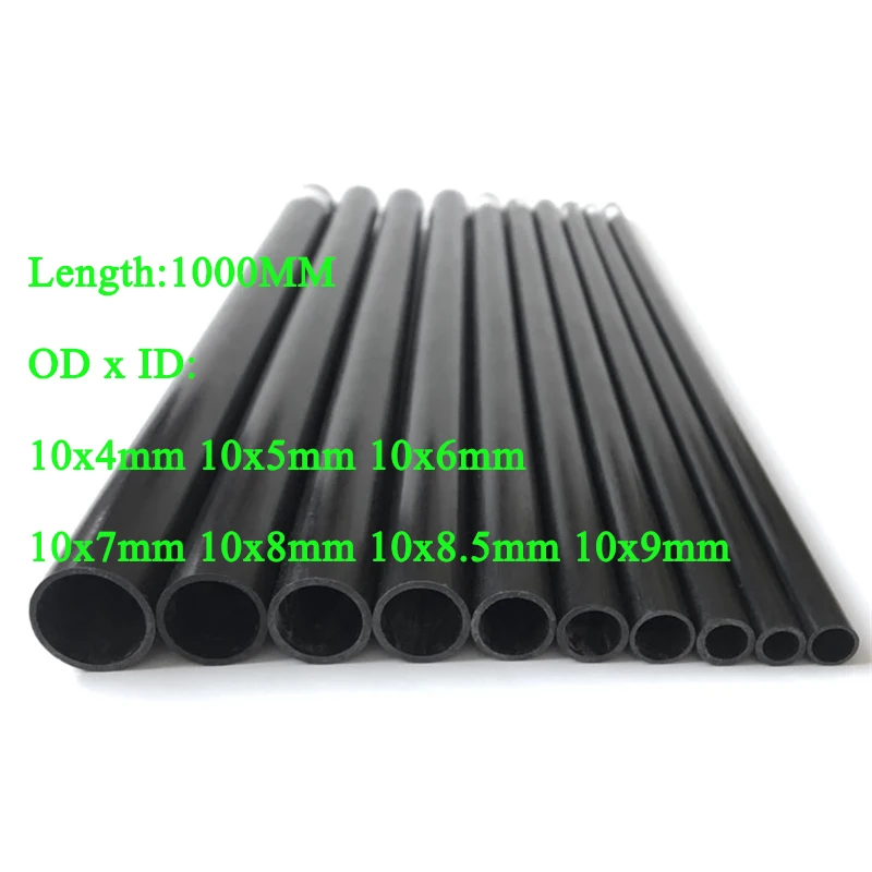 

Length 1000mm Carbon Fiber Tube OD 10mm ID 4mm 5mm 6mm 7mm 8mm 8.5mm 9mm Hollow Carbon Rod for RC Plane DIY Quadcopter Arm