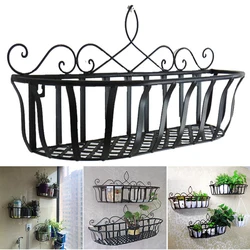 Estante colgante para macetas, barandilla de alambre de Metal, soporte para macetas, arte decorativo, cesta para plantas montada en la pared, barra para el hogar