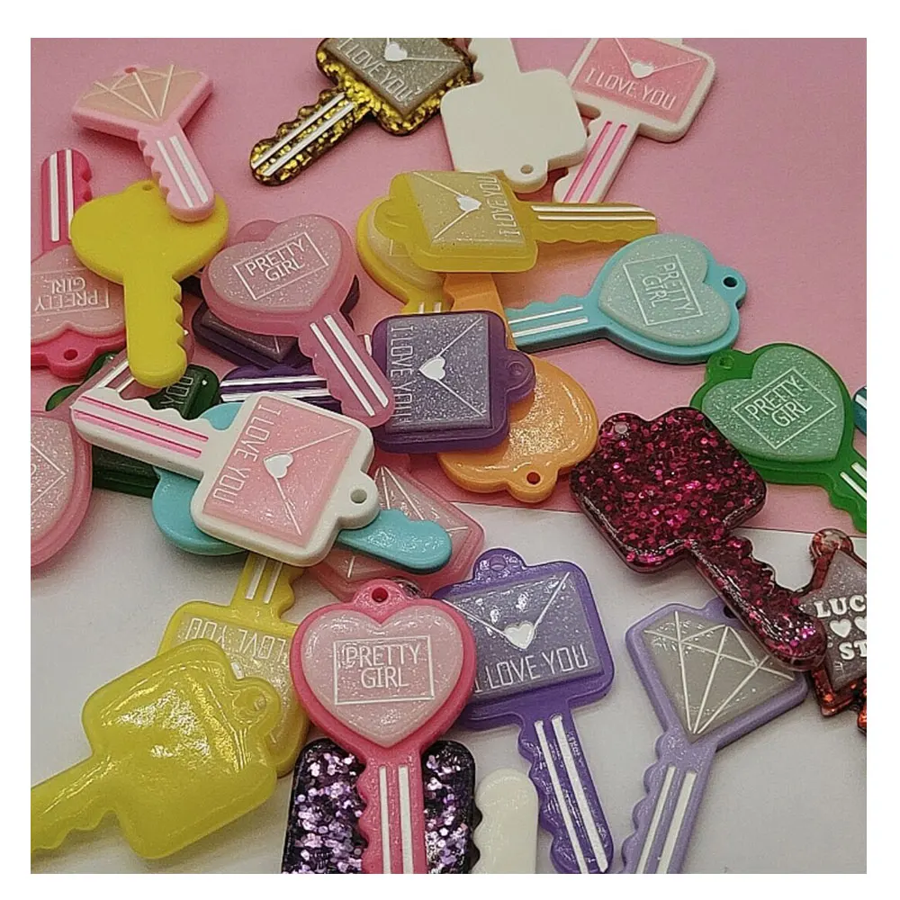 20/50pc Lucky Star Heart Letters Key Flatback Resin Cabochon Kawaii Cabochons Charms DIY Jewelry Pendant Charms Accessories