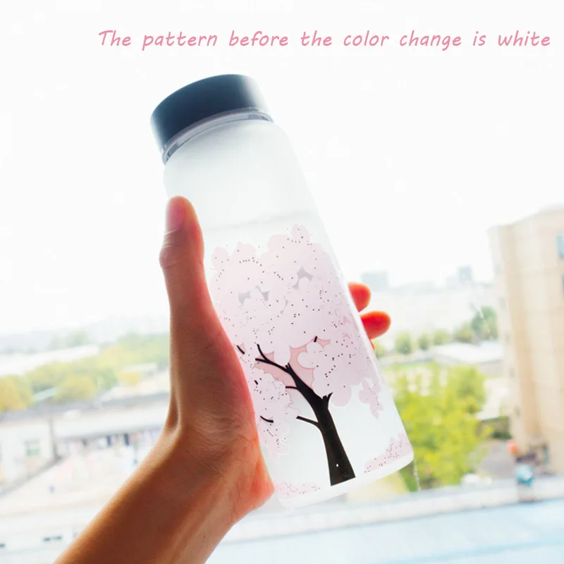 420/600/1000ML New Cherry Gradient Color Glass Water Bottle Cute Fashion Sport Drink Bottles Gift Cups for Kids Girl Student