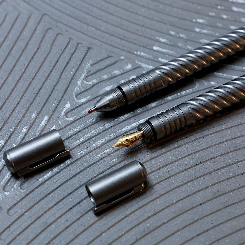 Titanium Alloy Fountain Pen Gel Pen 2 in 1 Interchangeable Multifunctional Tactical Pen Self-defense
