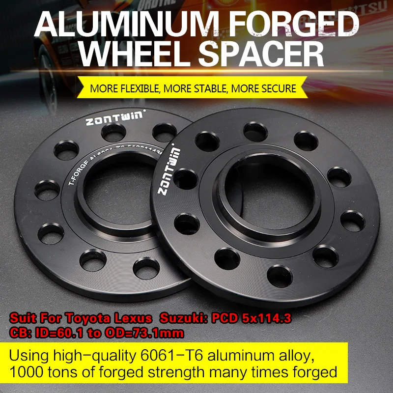 2Pieces 3/5/8/10/12mm Wheel Spacers Conversion Adapters PCD 5x114.3 CB ID=60.1mm to OD=73.1mm suit for Toyota Lexus Suzuki Car