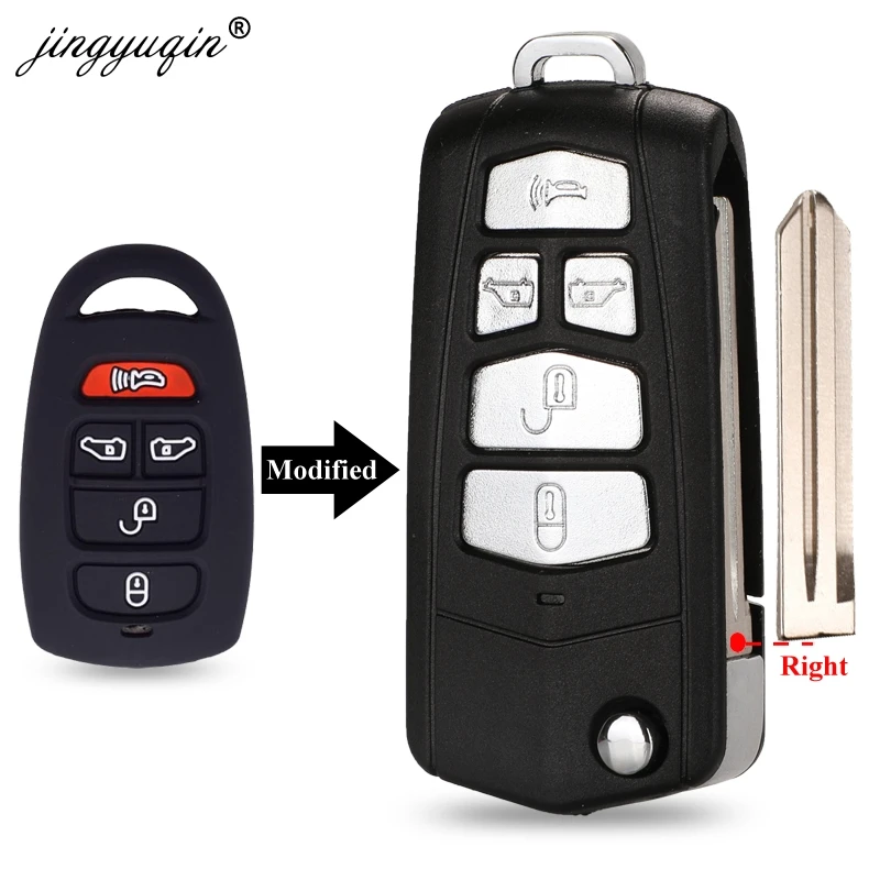 

jingyuqin Modified Flip Folding Key Case Cover For Hyundai Fit KIA Sedona Upgrade Remote 5 Button Fob Key Shell