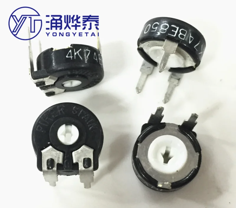 YYT 5PCS Potentiometer PT10-4.7K Horizontal Adjustable Resistor Arrow Hole