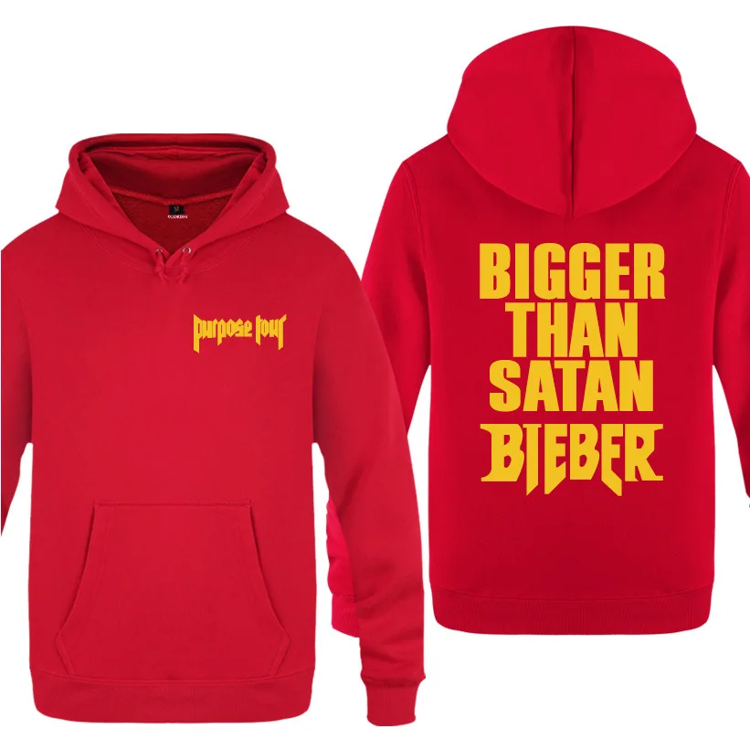 Mens Hoodies Justin Bieber Bigger Than Satan Purpose Tour Concert Hoodie Men Fleece Long Sleeve Man Sweatshirt Hip Hop Pullover