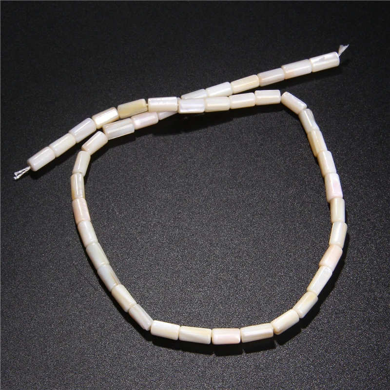 MOP Tubular Beads White Mother Of Pearl Shell Bead Long Tube Natural Shell Beads For Jewelry Making Bracelet Necklace 15\