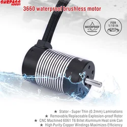 Rocket 3660 Waterproof Brushless Sensorless Motor 4300KV 3800KV 3300KV 2600KV for 1/10 Tamiya GTR Traxxas HSP Lexus RC Car