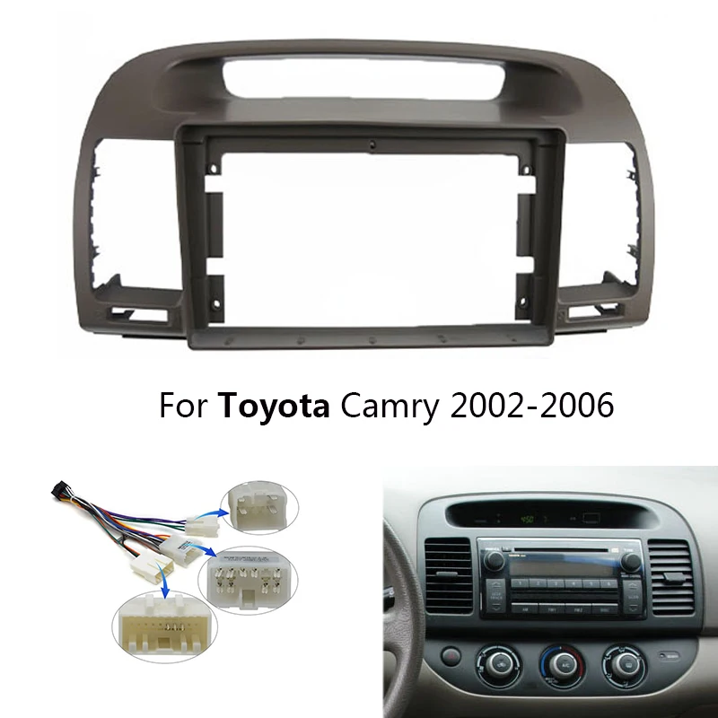 9 Inch Car Radio Head Unit Fascia For Toyota Camry 5 2002-2006 Auto Stereo Panel Mounting Dual Din CD DVD Frame Kit + Cable