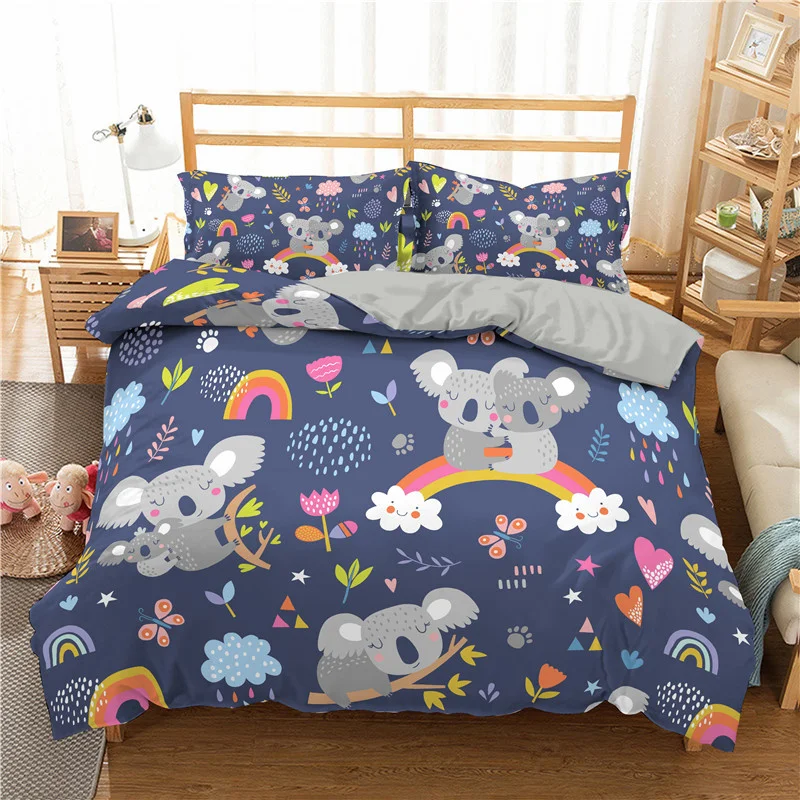 

Lurury Animal Bedding Set Full Size Kids Duvet Cover and Pillowcase Set Twin King Queen Quilt Cover Bed Line Home Textile