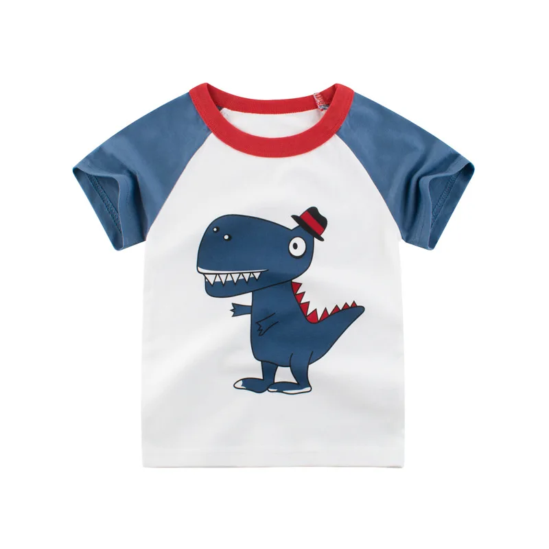 

27kids 2-10 Years Cartoon Dinosaur Pattern Baby Kids Boys T Shirt For Summer Cotton Infant Children Boys Girls Shorts Garment