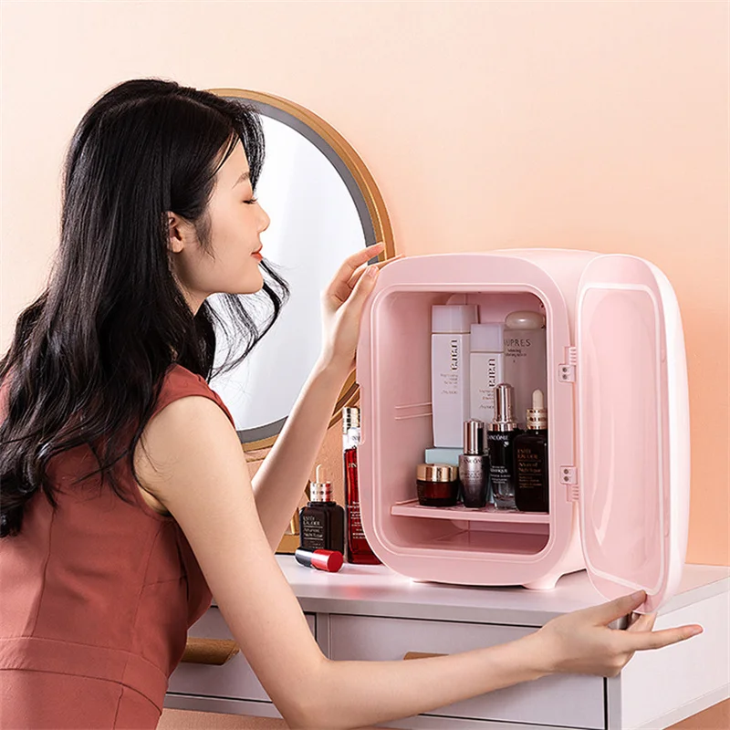 8L Beauty Makeup Fridge Cosmetic Refrigerators Portable Mini Fridge for Bedroom Car Travel Freezer High Quality 220V 50W BX46