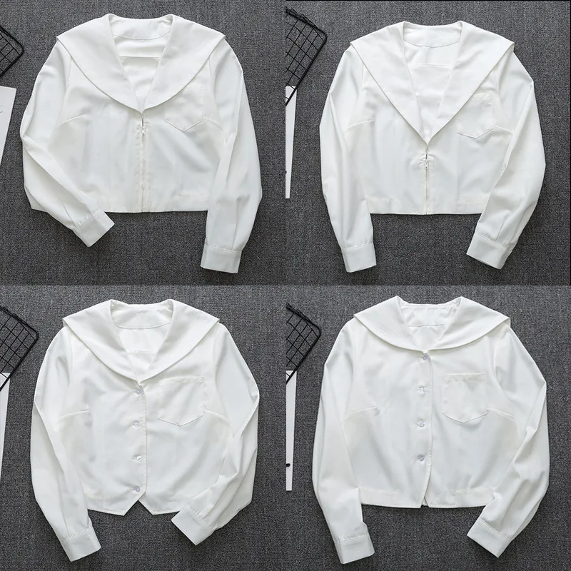 Camisa de manga longa para estudantes, uniforme japonês de algodão branco de manga longa jk sapporo kanto kansai nagoya