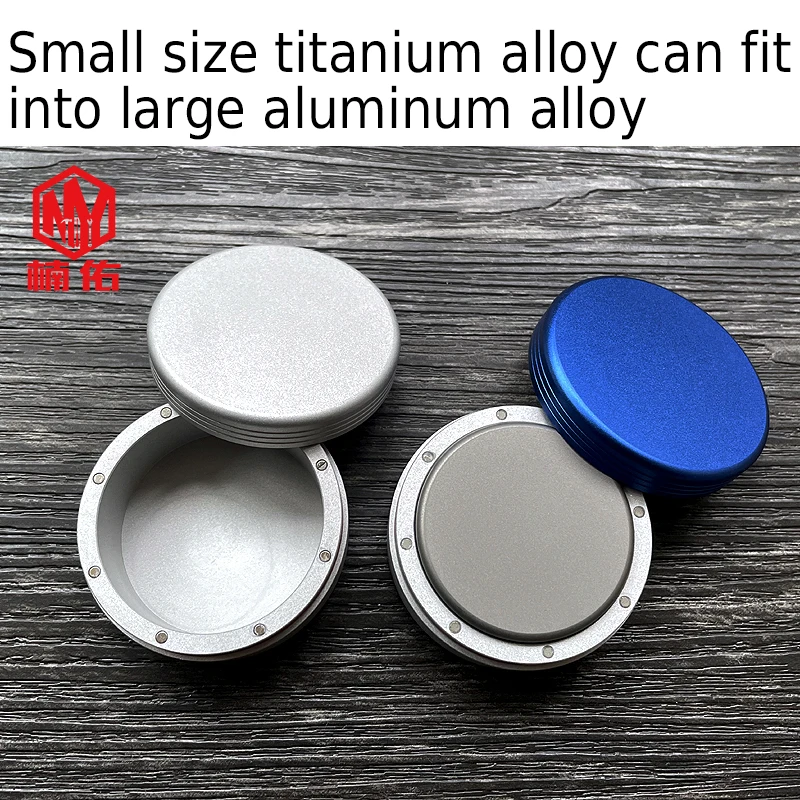 1PC EDC Titanium Alloy Round Mini Waterproof Box Multifunction Pill Box Snuff Box Contact Lens Case