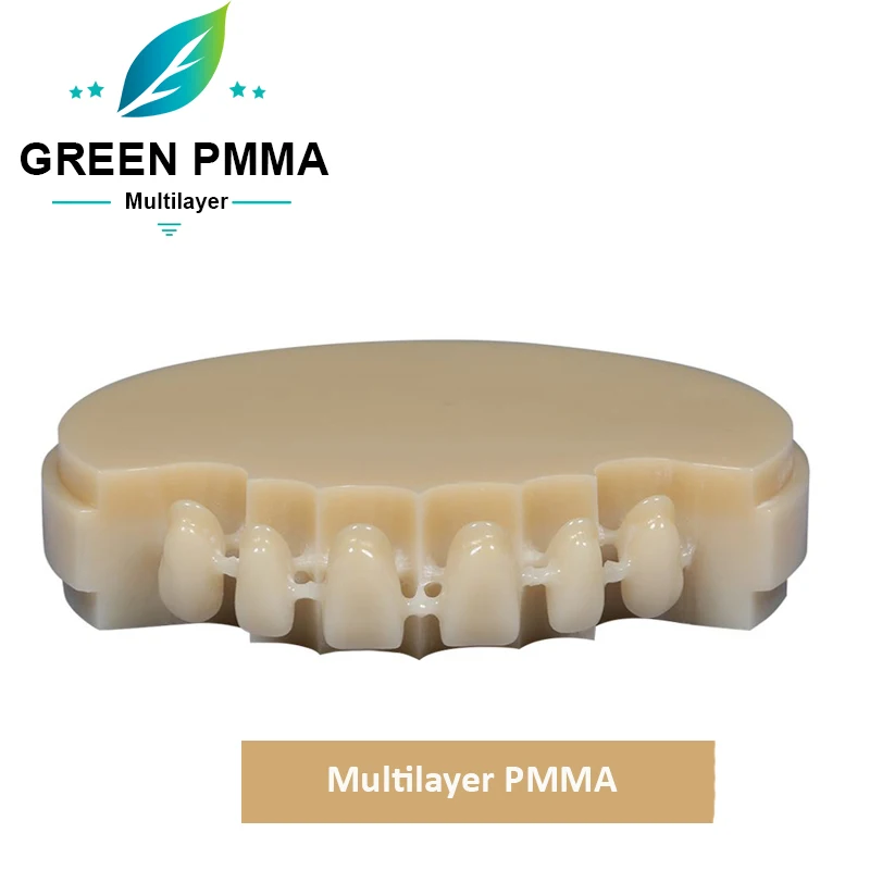 Green 3Pcs Multilayer PMMA 95MM OD Japan Raw Powder for CAD/CAM Temporary Denture Material Milling Disc Restorations Resin Plate