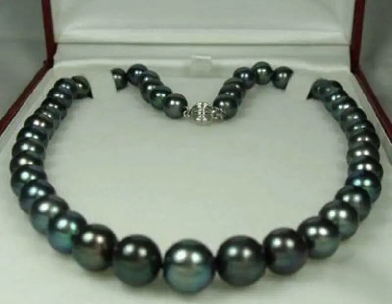 

8-9MM Genuine Black Akoya Cultured Pearl Fashion Jewelry Necklace 18" AA+