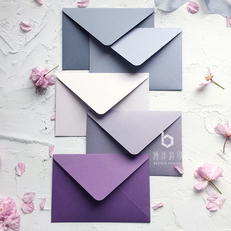 High Quality 5pcs/pack Solid Color Gift Envelopes Purple, gray European Envelopes For Card Post Card Photo Letter