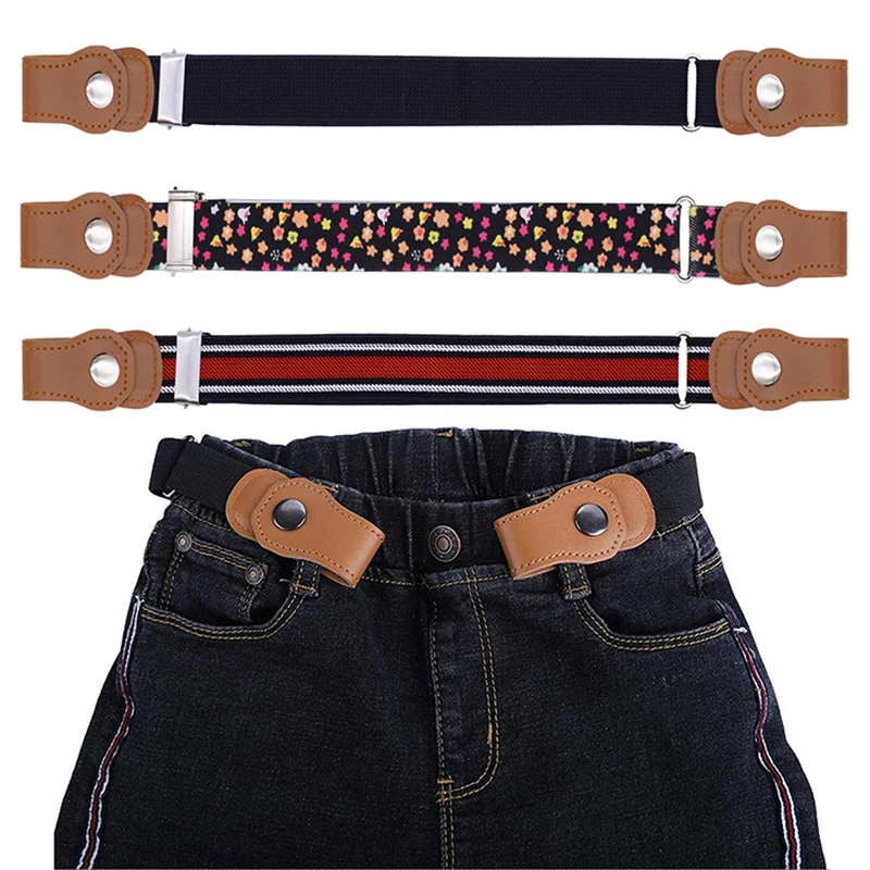 1pcs Adjustable Colorful Children's Elastic Belt with Smooth Concealed Buckle for Little Boy Girl To Prevent Pants Falling