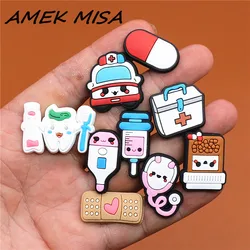 Single Sale 1pcs Medical Supplies PVC Shoe Charms Cute Stethoscope Syringe Shoe Buckle Decoration fit Kids X-mas Gifts