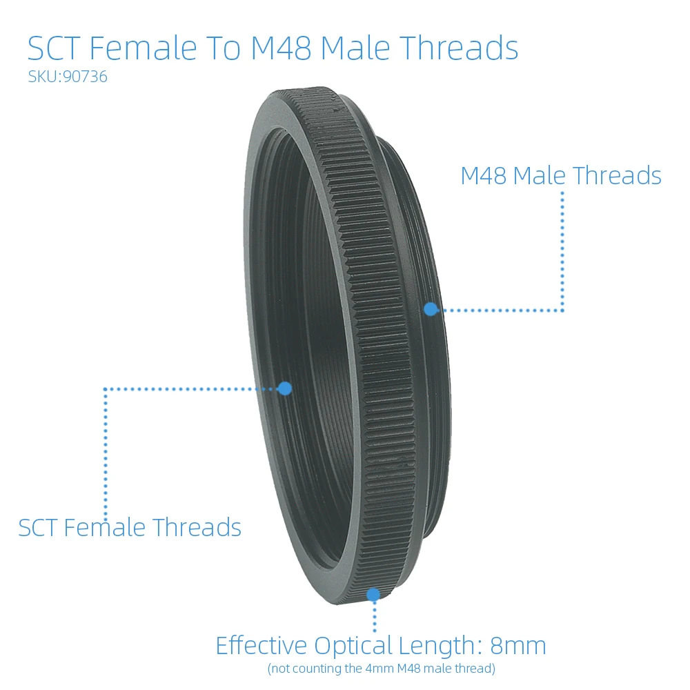 EYSDON-Adaptador de SCT a M48, adaptador de conversión de roscas, transformador hembra a rosca macho, anillo en T, convertidor de telescopio