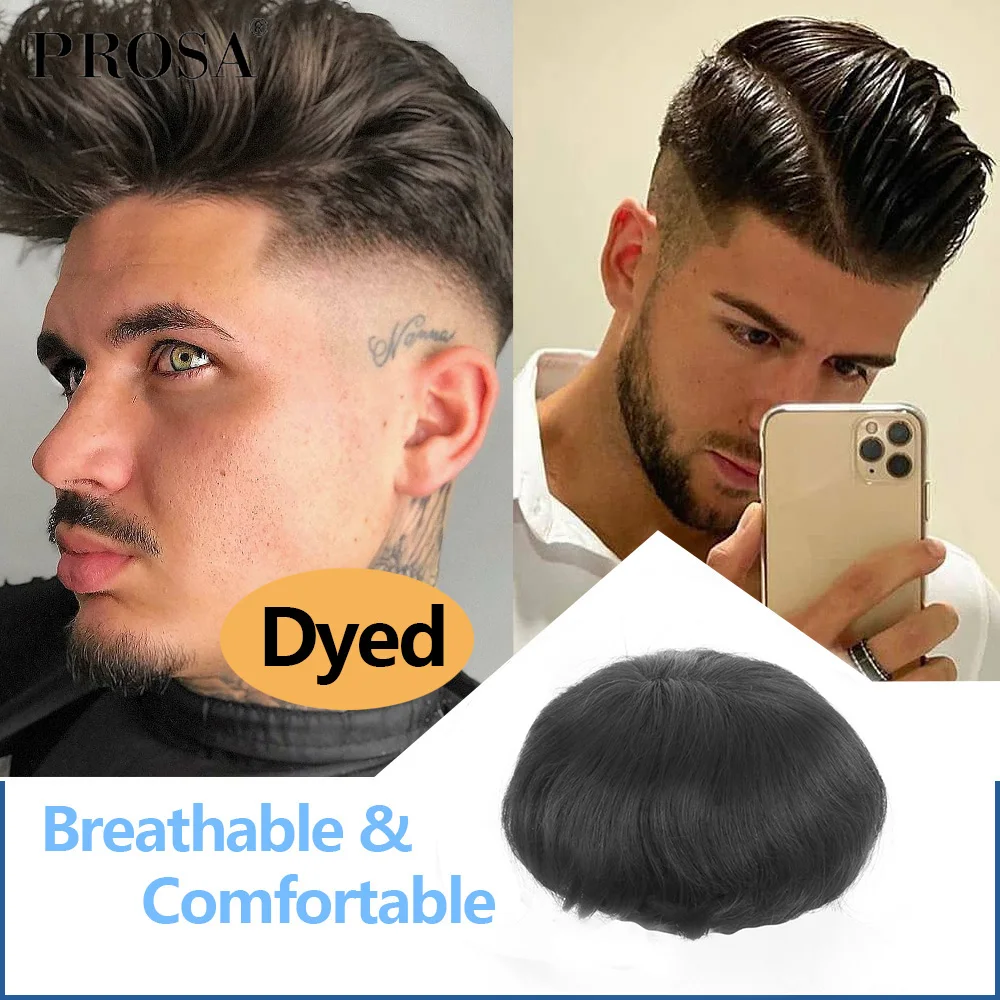 0.04mm Skin Full PU Slight Wave Men's Wig Man Hair System for Men Fashion Natural Male Wig Man Hairpiece Natural Mens