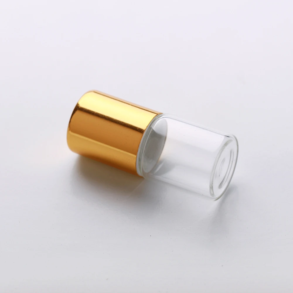 100 teile/los 2ml Ätherisches Öl Parfüm Flasche edelstahl und Glas Rolle Auf Langlebig Für Reise Kosmetische Container