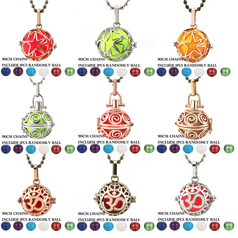 

Mexico Chime 3D Aroma Vintage Locket Necklace Music Ball Pregnancy Necklace Pentagram Essential Oil Box Pregnant Fashion Jewelry