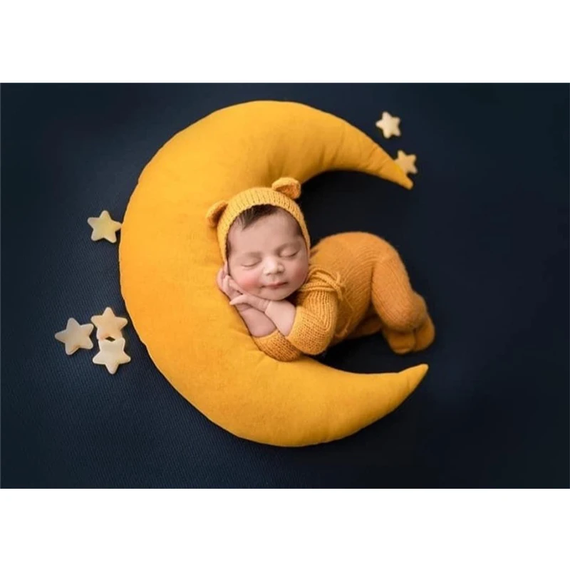 Almohadas de pose para fotografía de recién nacido, alfombrilla de cojín para sesión de fotos, accesorios de utilería para niño y niña, Luna y estrellas, 2020