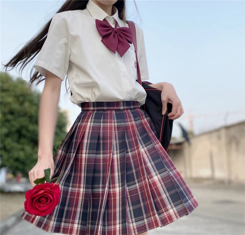 [Linear algebra] Girl's Summer Short/Long High Waist Pleated Skirts Plaid Skirts Women Dress For JK School Uniform Students