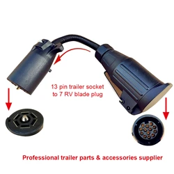 Trailer Conversion Plug Socket 13-pin EU Socket To 7 RV Blade Trailer Adapter Connector Power Conversion for Trailer Accessories