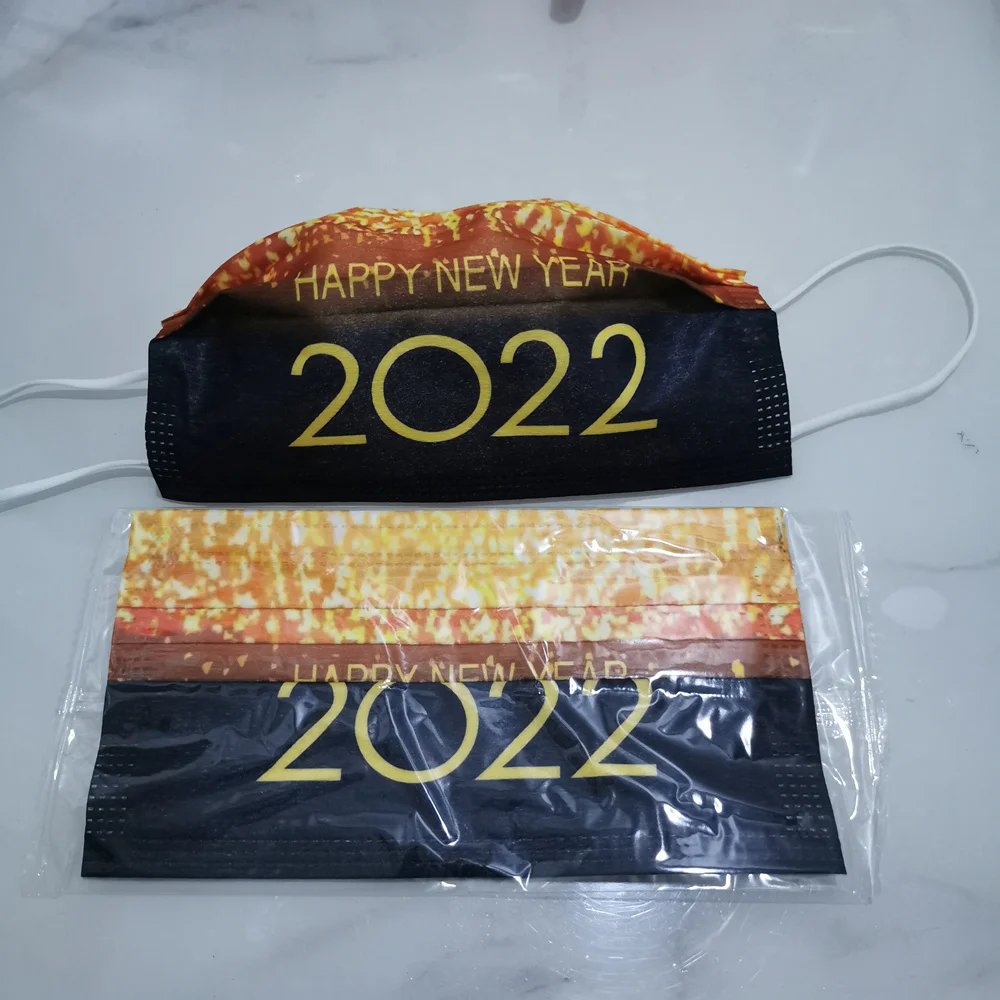 Individually packaged 2022 New Year mask Christmas face mask pattern natal mask mouth caps 10 day delivery christmas bling nose