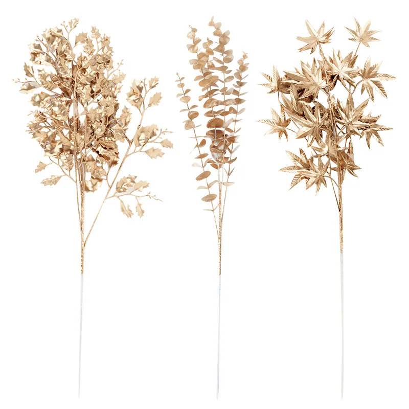 Goldene Serie Künstliche Blumen Konzentrischen Bouquet Eukalyptus Blätter Gefälschte Pflanzen Für Home Decor Hochzeit Weihnachten Party Blumen – Detail 21