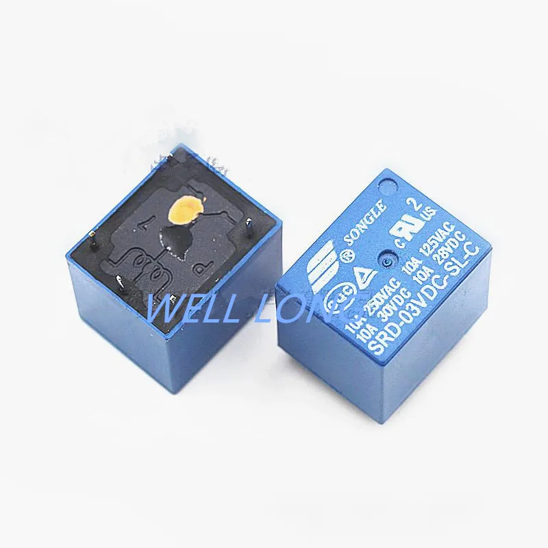 

( 100 pcs/lot ) 3V DC Coil SPDT Power Relay,250V AC/30V DC ,10 Amps, SRD-03VDC-SL-C.