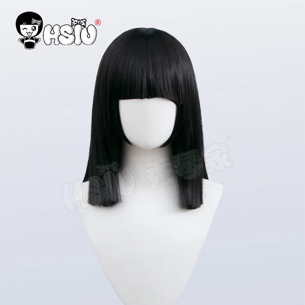 HSIU Peluca de cosplay de Nanno para niña, pelo corto negro, gorra de Peluca de marca gratis