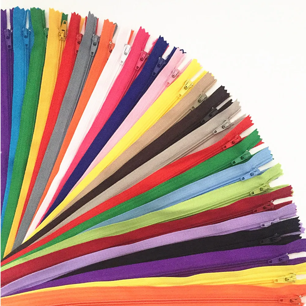 100 Pcs 3# closed nylon zipper, custom craft (4-24 inches), 10-60 cm, FGDQRS (color, Mix)