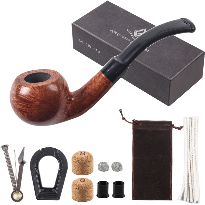 Small Apple Briar Wood Smoking pipe Set Tobacco Pipe With 3mm Filter wooden  manual men's portable